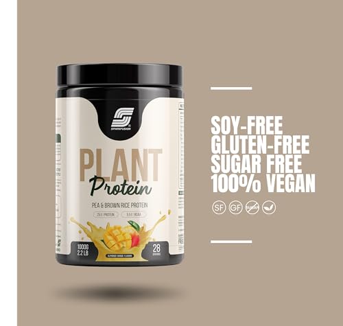 Image of Sparkfusion Plant Protein Powder Organic Isolated Pea & Brown Rice Protein 25 gm Protein Easy To Digest Triple| Alphonso Mango Flavour 1 kg