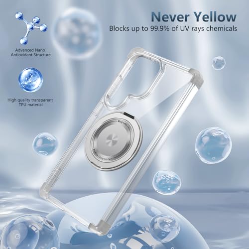 Image of Cubix Back Cover Case for Samsung Galaxy S26 Ultra Hard PC + TPU | Metal Ring Kickstand | 1500g Magnetic Hold | 360 Rotating Stand | Military Drop Protection | Air Cushioned Corners