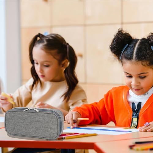 Image of FlowFly Large Capacity Pencil Case for Kids, Boys & Girls - Zippered Multi-Functional Pen Pouch, Soft & Portable Pencil Bag for School, Teens, Students, Grey