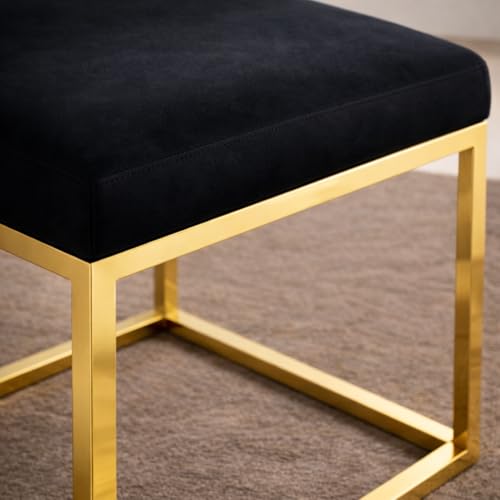 Image of Square Metal Ottoman /Sitting Stool /Living Room Furniture /Office, Velvet Footstool /Footrest Pouffes Home Decor (Black) - 30.48 Cm, 38 Cm