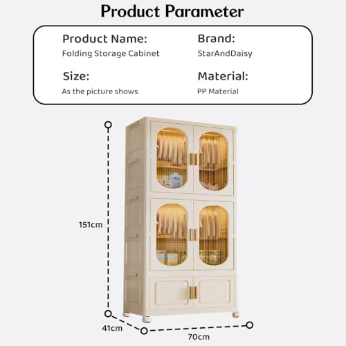 Image of StarAndDaisy Kids Wardrobe /Multifunctional Collapsible Plastic Wardrobe /Almirah for Baby /Kids- Storage Cabinet - Dustproof Organizer for Baby Clothes, Toys (37012 -White)