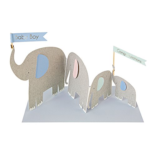 Meri Meri, Concertina Elephants Card, Baby Shower Greeting Card