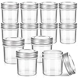 CZWESTC 2 oz Mini Marson Jar - Set of 12, Small Glass Jars with Leak-Proof Sliver Lids, Round Little Canning Jars for Storing Jam, Honey, Spice, Candle, Candy 2oz, 12pcs