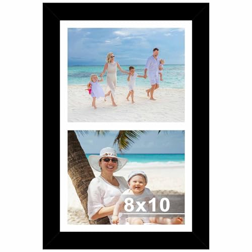 JCJMY 8x10 Double Picture Frame Display 2 8 x 10 Photos or 11x17 Picture Two Opening Double 8x10 Collage Frame for Wall Hanging 8 by 10 Multi Photo Frame Black