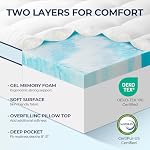 Premium Dual Layer 3 Inch Memory Foam Mattress Topper, 2 Inch Gel Memory Foam and 1 Inch Pillow Top Mattress Pad Cover for Back Pain, Soft Comfort Support(Queen Size 60" x 80")