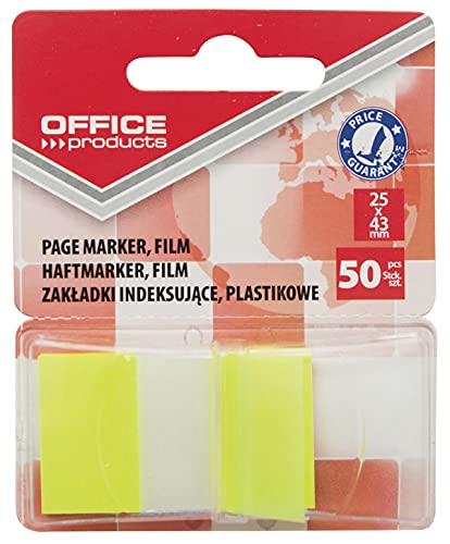Office Products 14223121-06 Index Haftstreifen Standard Tabs Sticker Lesezeichen/Gelb/Mini-Haftmarker aus 60 µm PP-Folie/ 25x43 mm/ 1x50 Blatt/Textstreifen Beschreibbare Office Products 14223121-06 Index Haftstreifen Standard Tabs Sticker Lesezeichen/Gelb/Mini-Haftmarker aus 60 µm PP-Folie/ 25x43 mm/ 1x50 Blatt/Textstreifen Beschreibbare