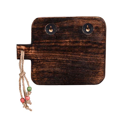 Image of AAKRITI ART CREATIONS Key Holder, Handcrafted Tribal Art Two Birds Design Key Hanger | Rustic Wood Wall Organizer with 4 Hooks | New Home Gifts | Multifunctional Entryway Decor