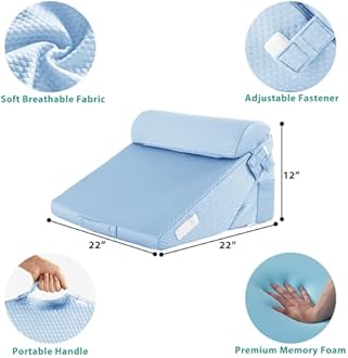 Bedluxe 3 Pack Orthopaedic Foam Post-Surgery Pillows for Back, Leg and Knee Support, Foldable Triangle Pillow Adjustable 9-12cm