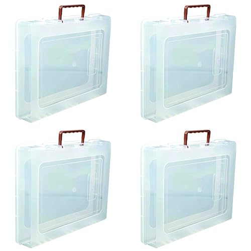Image of Multipurpose Plastic Rectangular Storage Boxes with Locks and Handle Matte Finish for Saree, Laptop, Books (Set of 4, Rajkumari)