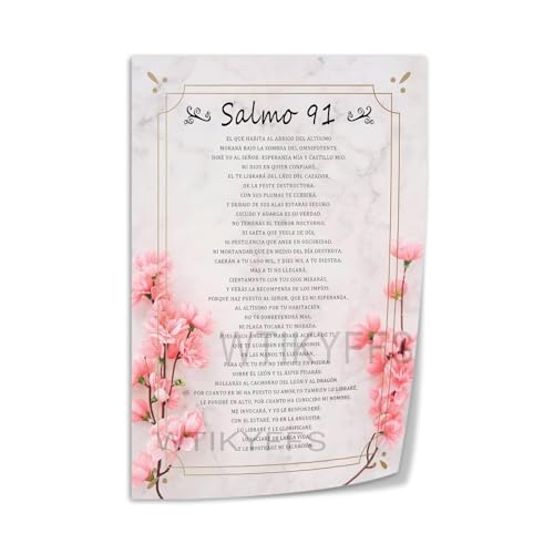 Salmo 91 En Espanol para Dormitorio Cuadro de Lienzo Decorativo de Pared Versiculo de la Biblia Regalo para Creyentes Cristianos