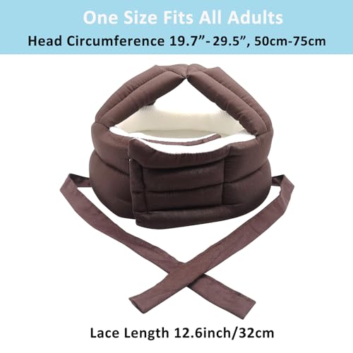 Image of Elderly Protective Helmet, Thick Soft Special Needs Safety Helmet Adjustable Breathable Seniors Fall Prevention Head Protection Cap for Older Surgery Recovery Head Injury Shock (Coffee Mesh Inner)