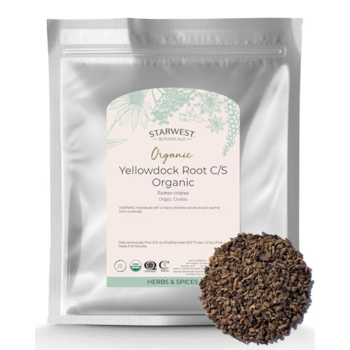 Starwest Botanicals Organic Yellowdock Root - Dried Loose Leaf Herb for Tea & Natural Herbal Blends, Cut & Sifted, Rumex Crispus, Certified Kosher, Non-GMO - Bulk 1 lb Bag