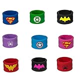 BABYLIAN Superhero Slap Bracelet, Kids Boys & Girls Birthday Party Supplies Favors Wristband Accessories Wrist Strap (9 in pack)