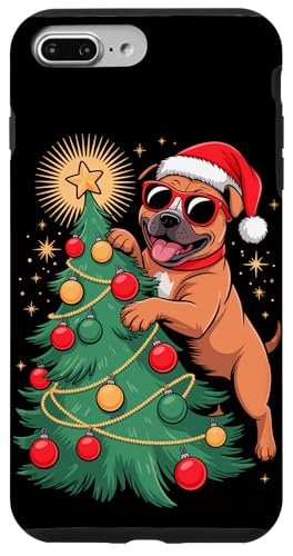 Christmas Tree Staffordshire Bull Terrier Sunglasses Staffy Coque pour iPhone 7 Plus/8 Plus