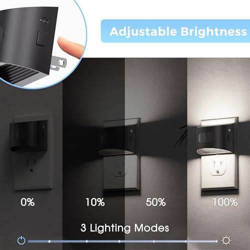Image of L LOHAS LED Night Light with Motion Sensor & Dusk to Dawn Sensor, Night Lights Plug into Wall with 30-100lm Adjustable Brightness, Dimmable Night Light for Bathroom, 5000K Daylight White, 4 Pack