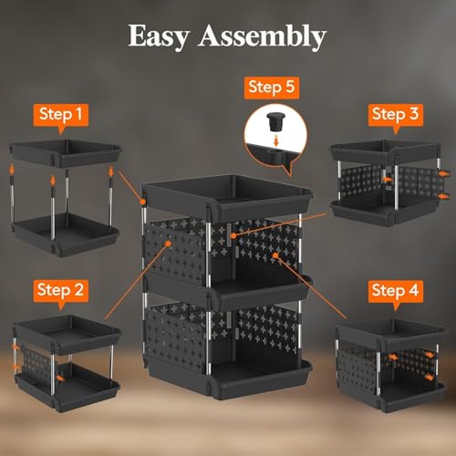 Image of JD Fresh 3 Tier Plastic Storage Drawer Organizer /Stackable Kitchen Organiser Rack /Breathable Design Shelf Storage Stand /Multipurpose Storage Rack for Kitchen, Office, kids room and Pantry (Black)