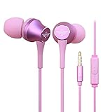 Headphones 2017 New Hot Fashion Music In-Ear Wired Bass Stereo Earphone Sport Headset Headphone for Apple IOS and Android Compatible Microphone (Pink)