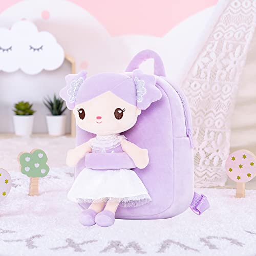 Gloveleya Toddler Backpack Kids Backpack with Candy Purple Doll 9"3