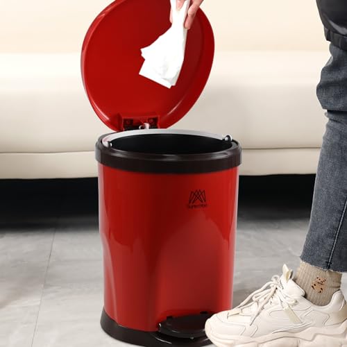 Bote de basura pequeño 8 litros con pedal rojo miniatura 4