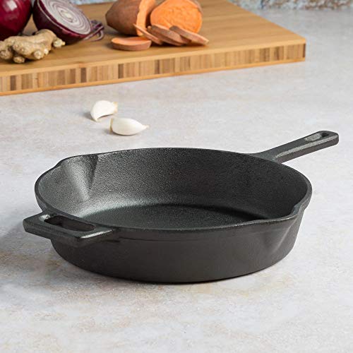 Ecolution Farmhouse Cast Iron Pre Seasoned Fry Pan, 9.5-Inch