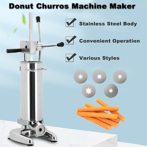 Commercial Churro Maker - ręczna maszyna do churrera ze stali nierdzewnej 2 l / 3 l z 5 formami, maszyna do napełniania Churros do przygotowywania przekąsek