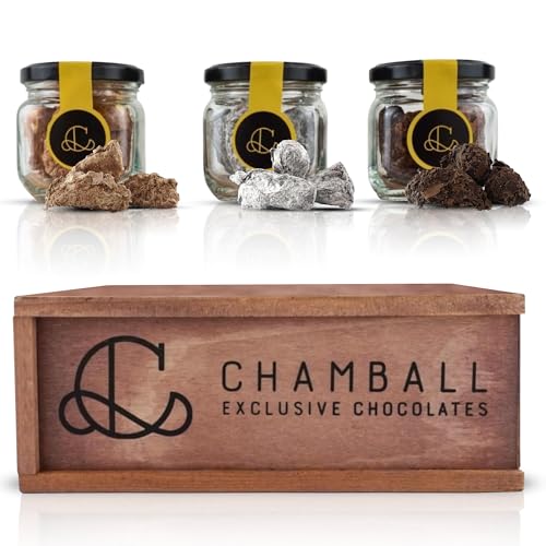 Caja de Chocolates para Regalar, 15 Trufas de Chocolate Belga con: Champagne, Whisky y Pedro Ximenez, Rocas de Chocolate ideal Caja regalo Chocolate con Trufas Magicas, Chocolate box de CHAMBALL