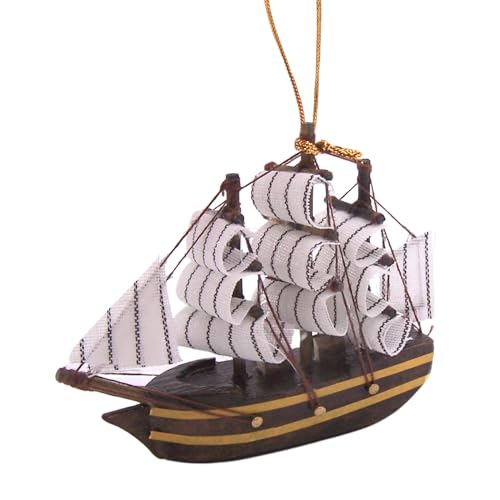 Three-Masted Wooden Ship Christmas Ornament, Holiday D&eacute;cor, Nautical Tree Decoration, 4 Inches