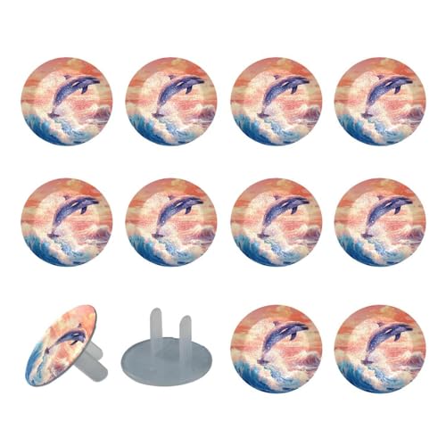 24 Packs Dolphin EChildproof Outlet Covers, lectrical Safety Socket Protection Caps, 2-Prong Power Wall Plate