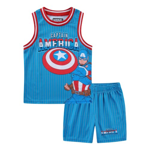 Marvel Captain America Boys Mesh Tank Top and Short Set for Toddler and Big Kids