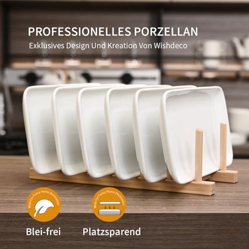 Miniatura 5 de Wishdeco Juego De 6 Fuente Para Servir Comida, Platos Rectangulares, Blanco Platos De Porcelana 23x12 Cm, Plato Servir Cerámica Para Postre, Sushi, Aperitivo, Ensalada