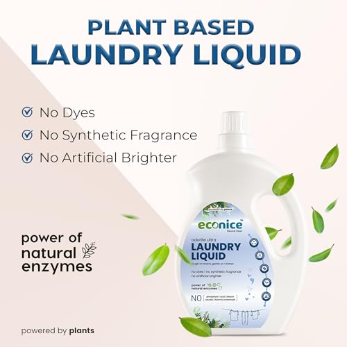 Image of Econice Eco-Friendly Laundry Liquid Detergent -1L (Pack of 3) | Non-Toxic Biodegradable Gentle on Skin | Safe for Kids & Pets | For Top Load & Front Load Washing Machines & Hand Wash | Tough on Stains