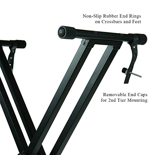 Image of TECHTEST Heavy-Duty, Double-X, Adjustable Piano Keyboard Stand with Locking Straps