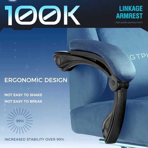 Image of GTPLAYER Gaming Chair Fabric with Pocket Spring Cushion, Big and Tall Gamings Chairs 350LBS High Back Computer Chair with Footrest for Adults Lumbar Support Swivel Game Chair for Office Gaming Blue