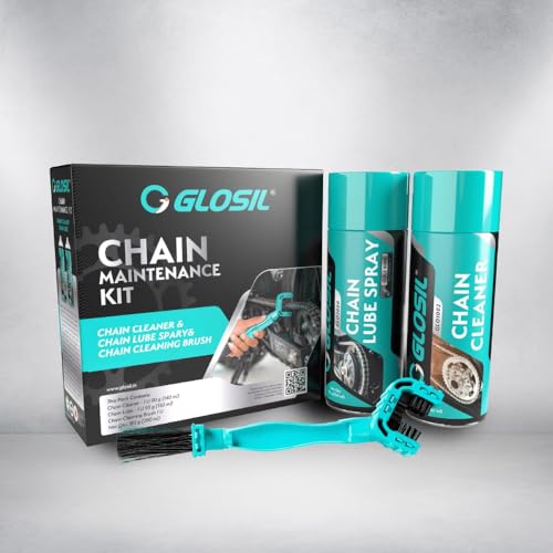Image of Glosil 3-in-1 Bike Chain Care Kit | Chain Cleaner + Chain Lube + Cleaning Brush | Complete Motorcycle Chain Maintenance Combo | Anti-Rust, Smoother Rides