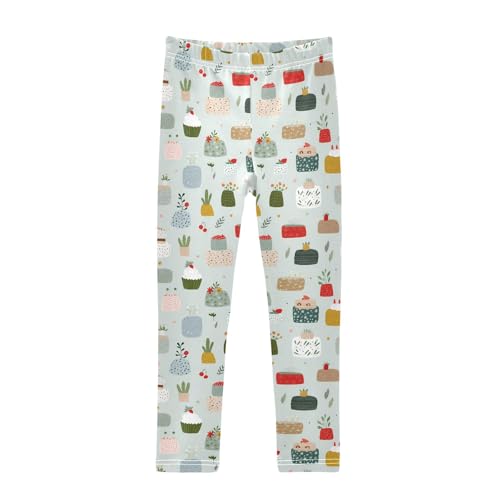 senya Girls Printed Leggings Yoga Pants Cake Pattern for Kids in 4t to 10 Years, 4T