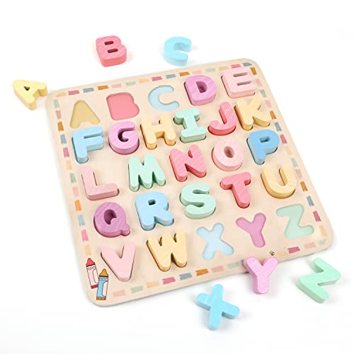 Image of WonderBee Alphabet Wooden Chunky Puzzle Upper Case