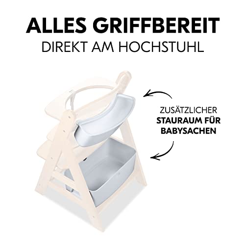hauck Organizer Set, Weiß - Kompatibel mit Alpha+ & Beta+ Kinderhochstuhl, Großer Aufbewahrungskorb bis 5 kg & Kleine Hängebox mit Deckel bis 3 kg, Leicht Abwischbar