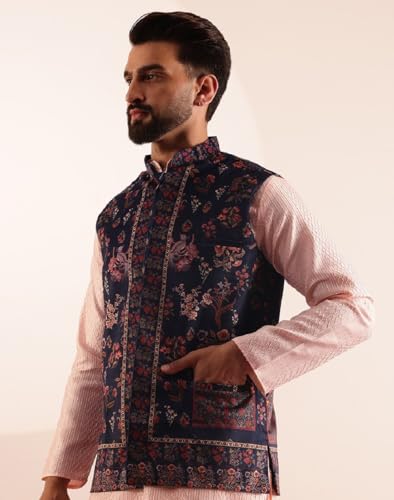 Image of SOJANYA (Since 1958 Men's Velvet Nehru Jacket With Paisley Print