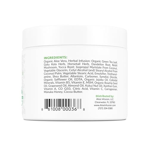 Aloe Infusion Aloe Vera Face & Body Cream – Natural Moisturizer for Dry, Sensitive & Irritated Skin – Hydrating, Non-Greasy Lotion with Shea Butter & Manuka Honey – After-Sun Care & Eczema Cream