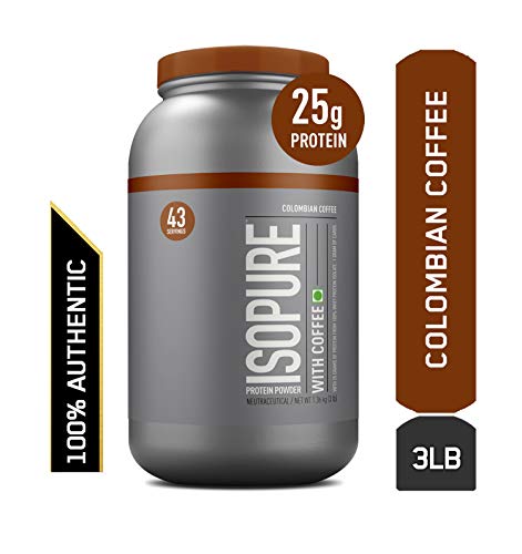 Image of Isopure Zero Carb 100% Whey Protein Isolate Powder with 25gm Protein per serve - 3 lbs, 1.36 kg Colombian Coffee