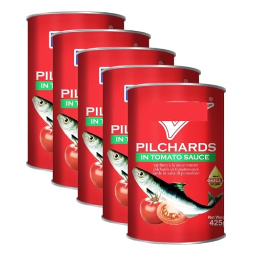 Pilchards in Tomato Sauce - 425g X Pack of 5 - High in Omega 3 Fatty Acids