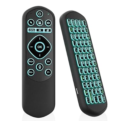 Backlit Remote Control with Keyboard for TV Box, 2.4G Air Mouse Remote for Android TV Box MXQ T95 X96, Wireless Universal Remote Keyboard Combo Rechargeable Type-C for Smart TV HTPC Projector (Black)