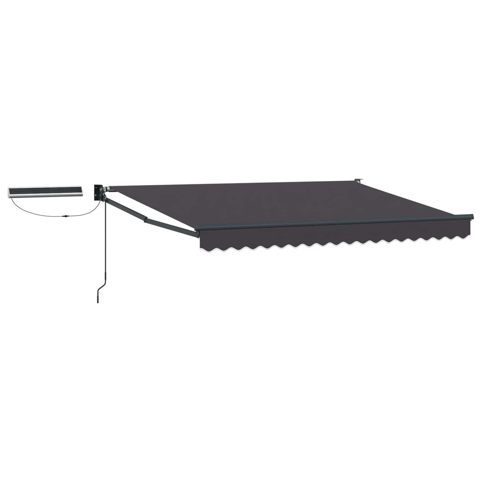 Toldo eléctrico antracita 2,5 x 2 m con panel solar y mando a distancia, toldo articulado de aluminio y poliéster para terraza y balcón, parasol retráctil