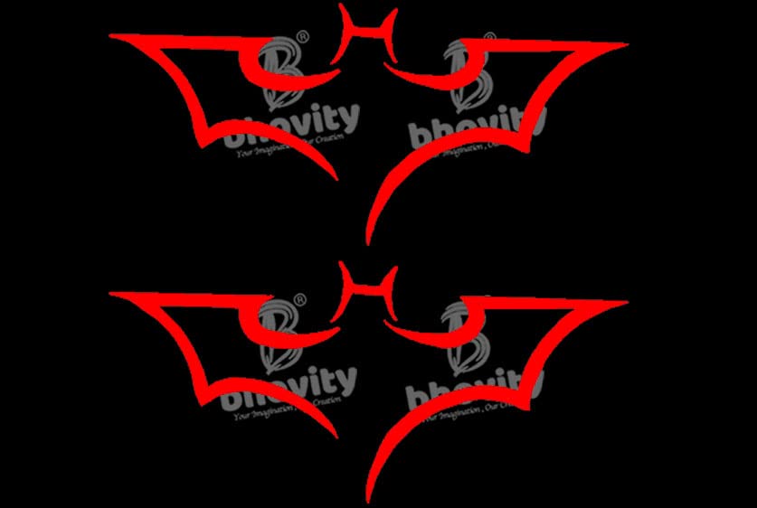 4 Batman Stickers for car/Bike, (9 cm X 4.2 cm) Red Reflective