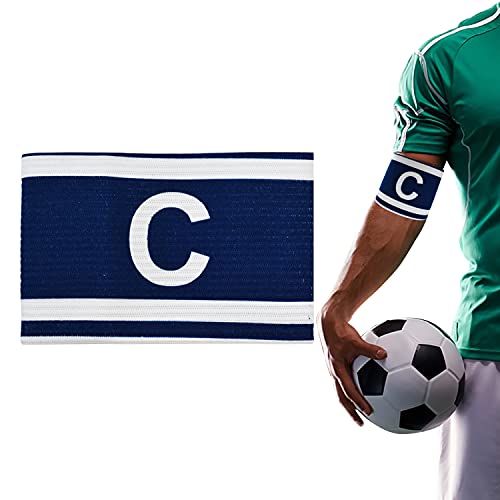 Milec Unisex Captain's Armband for Soccer Training, Adults & Youths Captain 'C' Arm Band Elastic Captain Armbands Team Sports Accessories - Blue, One Size