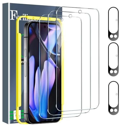 Ferilinso Full Coverage 3 Pack Screen Protector for Google Pixel 9 Pro XL [Phone Case Friendly], 3 Pack Tempered Glass Camera Lens Protector Accessories [Auto- Dusting & Adhesive]