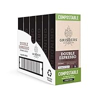 Grinders Coffee Nespresso Compatible Double Espresso Compostable Coffee Capsules, 60 Capsules