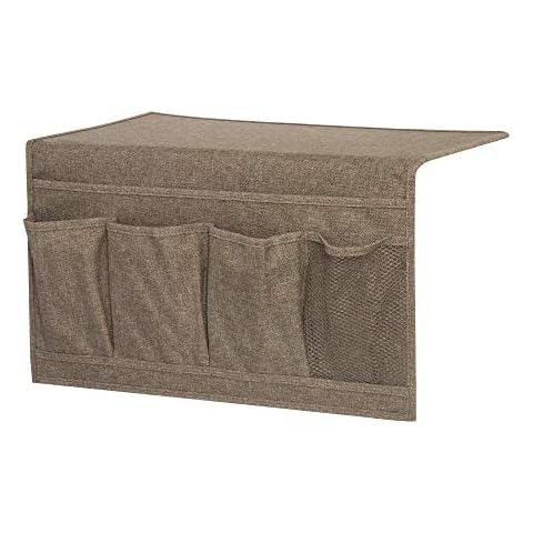 SYMPLIFV Nachttisch Caddy | Nachttisch Tasche für Fernbedienung, Laptop, Handy, Buch | Schlafsaal Essentials Nachttisch Organizer 5 Taschen Cover