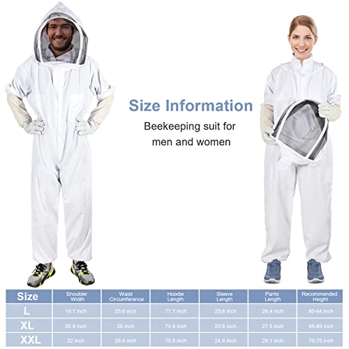 Bee Suits for Men Women,Bee Keeper Suite with Beekeeping Gloves,Beekeeping Suit with Veil Hood,Fully Body Sturdy Beekeeper Suite,Suitable for Professional Beekeepers and Beginners(Large ) - Image 6