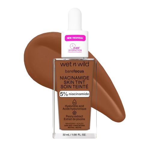 Image of wet n wild Bare Focus Skin Tint, 5% Niacinamide Enriched, Buildable Sheer Lightweight Coverage, Natural Radiant Finish, Hyaluronic & Vitamin Hydration Boost, Cruelty-Free & Vegan-Mahogany